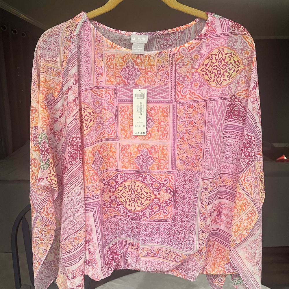 Chico's Vibrant Pink and Orange Blouse
